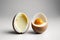 Cooked eggs over white background. 3D rendering style.