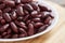 cooked kidney beans on a wood background