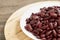 cooked kidney beans on a wood background