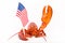 Cooked lobster with flag and raised claw