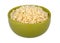 Cooked pearl barley in a green bowl