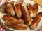 Cooked Pork Sausages on Plate