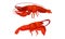 Cooked Red Lobster as Large Marine Crustacean with Muscular Tail and Claw Pair Vector Set