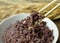 A Cooked rice berry ,Whole grain rice Thai black jasmine rice in