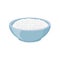 Cooked rice in a blue bowl, isolated on white.