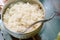 Cooked rice in the traditional Thai silver ware