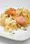 Cooked salmon with organic pasta