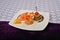 Cooked shrimp prepared with basil, lemon with vegetables, all se