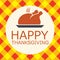 Cooked turkey for happy thanksgiving day card. vector