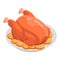 Cooked turkey icon, isometric style