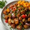 cooked vegetarian food in a plate