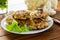 cooked vegetarian fried cauliflower cutlets in a plate