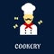 Cookery flat concept with chef in uniform