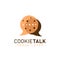 Cookie cookies talk logo icon symbol with two cookies in bubble comic speak discussion talk shape illustration