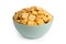 Cookie crackers in a plate on a white background.