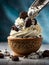 Cookie and cream gelato ice cream, delicious dessert, cinematic, studio lighting