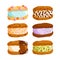 Cookie ice cream sandwiches vector illustrations collection