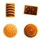 Cookie icons set cartoon vector. Homemade baking