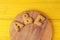 Cookie letters on wooden board