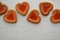 Cookie. Romantic surprise. Love symbol concept. Heart cookie symbol strip with copyspace