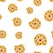 Cookie seamless pattern background. Business concept vector illustration. Chip biscuit dessert food symbol pattern.