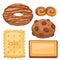 Cookie vector cakes top view sweet homemade breakfast bake food biscuit bakery cookie pastry illustration.