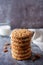 Cookies with almond with glass of milk