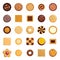 Cookies biscuit icons set, flat style