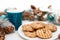 Cookies and biscuits, coffee and tea, served as breakfast meal
