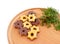 Cookies in the form of a star with a sprig of thuja on the board
