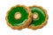 Cookies with green jelly, isolated