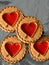 Cookies hearts foil background