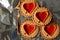 Cookies hearts foil background