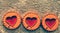 Cookies hearts foil vintage background