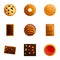 Cookies icon set, cartoon style