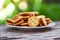 Cookies with jam pineapple on wood table - biscuits cookies on plate for snack cracker homemade