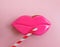 Cookies lips  delicious   romantic  on a colored background sweet bakery celebration