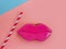 Cookies lips  romantic on a colored background sweet delicious