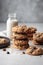 cookies with milk on a white table, product photography