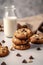 cookies with milk on a white table, product photography