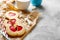Cookies with parchment on grunge background