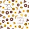 Cookies pattern wich text. Vector illustration on a white background.