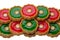 Cookies with red and green jelly, isolated