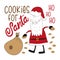 Cookies for Santa - Funny Cristmas text, with cute Santa Claus, and bag, cookies.