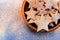 Cookies in a shape of a star in a wooden bowl