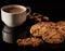 Cookies with steaming coffee snack