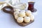 Cookies on a white background. Delicious filled cookies. Bakery products.