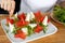 Cooking appetizers with watermelon and cheese