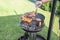 Cooking barbecue chicken wings coal on grill glowing coals bbq in the garden