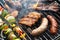 Cooking on the barbecue grill, bright colorful vivid theme